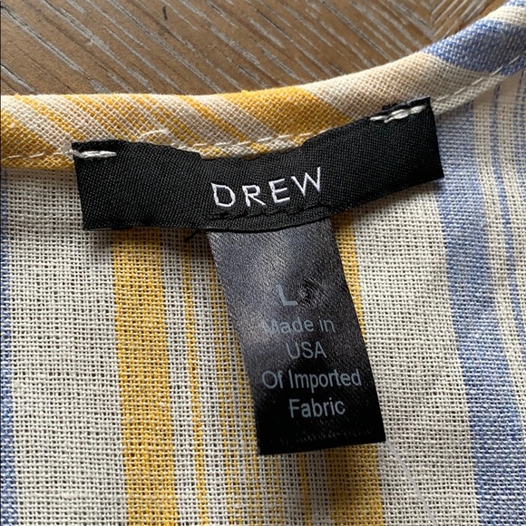 DREW Anthropologie Yellow Blue Stripe Jumpsuit L - Picture 8 of 10